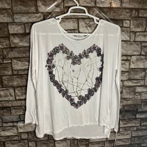 NWT Lauren Moshi Orchid Heart Long Sleeve Oversized Small